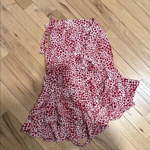 Red and White Heart Wrap Women's Skirt
